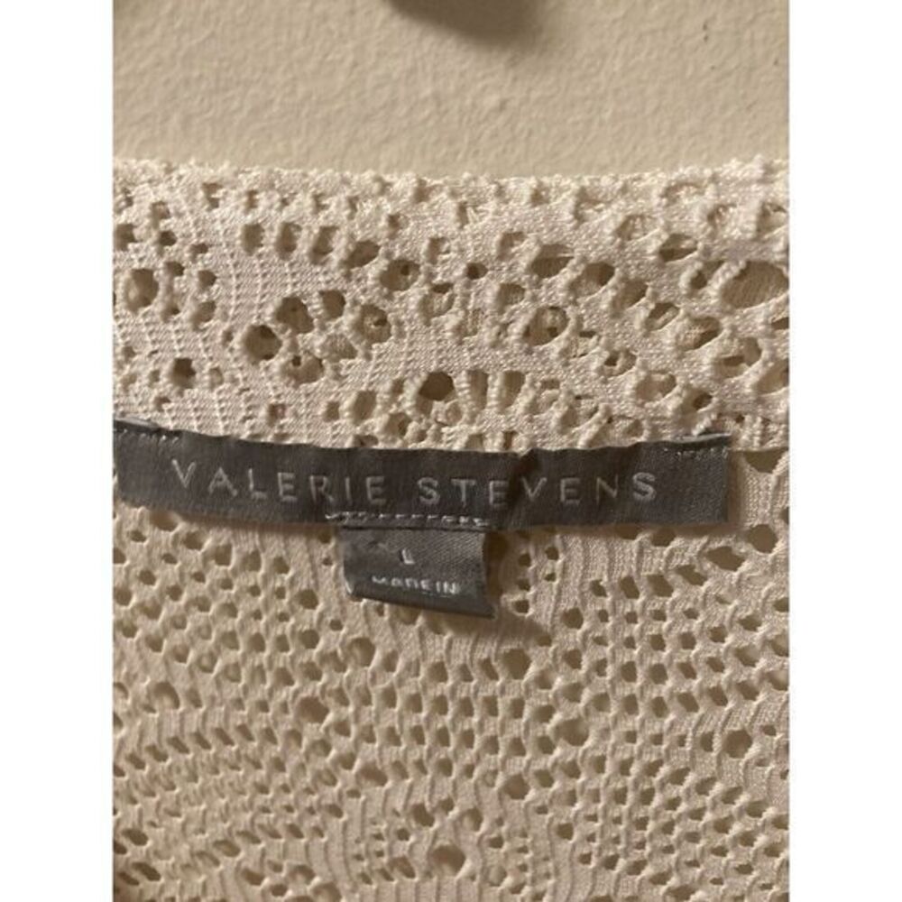 Valerie Stevens Ivory Overlay Lace Cardigan Crochet Fringe Size L Boho Cowgirl - Picture 2 of 7